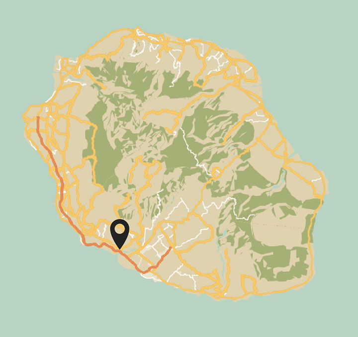 Carte de la Réunion montrant la localisation de Run Spas à St Louis